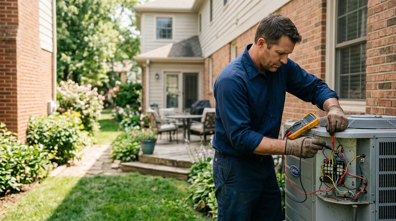 HVAC technician working in a home in Texas